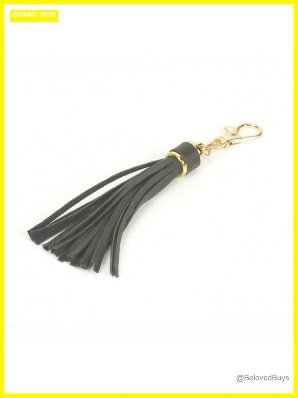 Black Leather Tassel Keychain for Women Car Handbag Purse Accessory